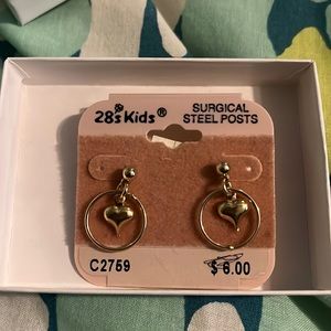 NWT heart hoop earrings surgical steel posts
